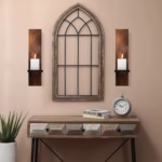Set of 2 Wooden Wall Candle Sconces Rustic Wall Mount Wood Pillar Candle Sconces for Living Room Vintage Wall Candle Holders - Image 4