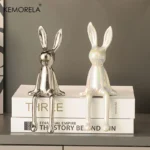 1PCS Ceramic Long-Eared Sitting Rabbit Room Ornaments Statue Luxury Home Decoration Accessories High-End Home Art Aesthetics - Image 3