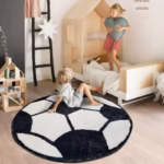 Imitation Cashmere Round Floor Mat Football Small Carpet Baby Room Bedroom Living Room Bathroom Carpet Children Crawling Mat - Image 4