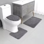 3pcs/Set Solid Color Simple Bathroom Water-absorbing and Non-slip Floor Mat Stone Pattern, Comfortable and Soft, Three-piece Set - Image 6