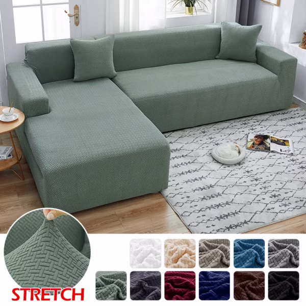 LEVIVEl Jacquard Elastic Sofa Covers Geometric ArmChair Knitted Sofa Couch Slipcovers Chair Protector For Living Room L Shaped