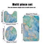 A blue marble toilet multi piece set that can be assembled or purchased as a single toilet seat, floor mat, U-shaped mat - Image 6