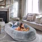 Large Human Dog Bed 66"x43"x17" Human-Sized Big Dog Bed for Adults&Pets Giant Beanbag Bed with Washable Fur Cover and Blanket - Image 4