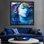 Dreamy Blue Texture Female Portrait Art Poster Print Abstract Aesthetic Graffiti Girl Portrait Canvas Painting Wall Home Decor - Image 4