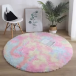 Nordic living room carpet, plush silk, circular floor mat, hanging basket, computer chair mat,living room solid color carpet mat - Image 3