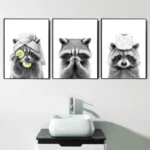 Cat Giraffe Dog Elephant Toilet Paper Bathtub Funny Bathroom Poster Print Canvas Painting Wall Art Shower Room Home Decoration - Image 3