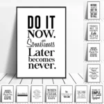 Canvas Painting Positive Energy Phrases Motivational Words Quote Poster Black and White Minimalist Wall Art Pictures Home Decor