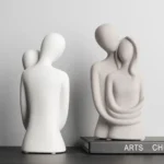 Nordic Abstract Couple Sculpture, Lover Hugging Characters, Frosted Ceramic Statues, Plain White/Grey Figurines, Wedding Gifts - Image 4