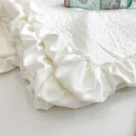 Fresh Flower Embroidered Summer Blanket 4/3/1 Pcs Ruffled Quilted Summer Quilt Set Machine Washable Lightweight Comforter Duvet - Image 6