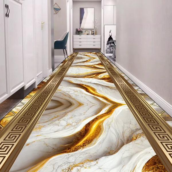 Luxury Golden Long Corridor Carpet High End Hotel Lobby Decoration Rugs Stairway Hallway Stairs Runner Rug Non-slip Kitchen Mat