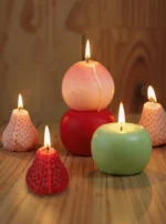 Cute Fruit Shaped Scented Candles - honey peach, Apple & Strawberry Fragrance, Natural Soy Wax for Home Decor, Gift, Relaxation​