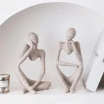 Nordic Living Room Decoration Sand Color The Thinker Abstract Sculpture Yoga Pose Figurine Home Desk Ornament