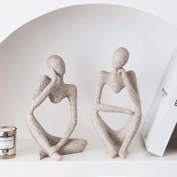 Nordic Living Room Decoration Sand Color The Thinker Abstract Sculpture Yoga Pose Figurine Home Desk Ornament