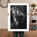 Forest Terror Under Moonlight Poster Art Wall Painting Abstract Canvas Painting Nordic Living Room Home Decor Wendigo Picture