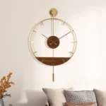 Modern Retro Large Wall Clock With Pendulum Silent Simple Metal Art Wall Decor Clocks For Living Room Bedroom Office Dining Room - Image 3