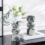 Wabi Sabi Style Natural Marble Irregular Cylindrical Vase Design Ornament Sample Room Home Desktop Candle Holder Decoration - Image 2