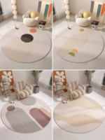 Japanese Abstract Style Crystal Pile Round Carpet Home Living Room Bedroom Decorative Mats Anti-slip Dirty Resistant Washable - Image 3