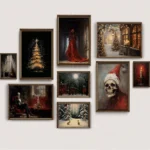 Gothic Horror Christmas Canvas Print Dark Aesthetic Art Posters Painting Winter Christmas Night Landscape Living Room Home Decor