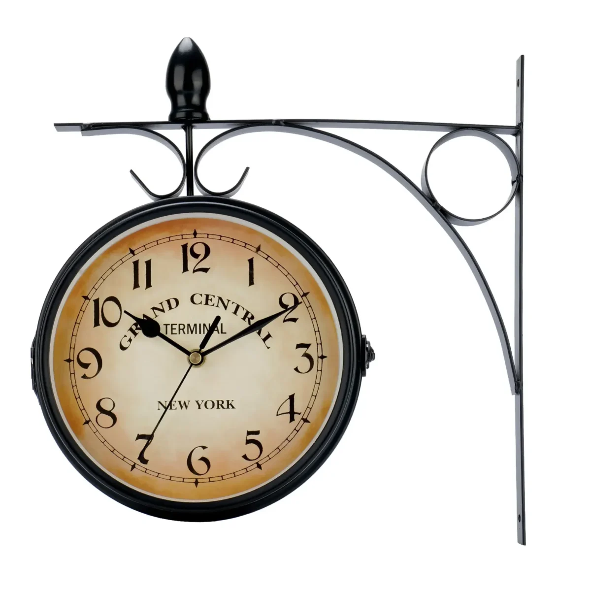 Double Sided Train Station Waterproof Wall Clock For Garden Retro Wrought Iron Metal Wall Clock Silent Indoor Outdoor Decoration - Image 6