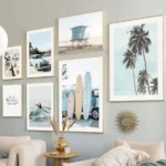 Beach Surfers Coconut Tree Car Canvas Painting Nordic Surf Posters And Prints Wall Art Pictures For Living Room Home Decor - Image 3