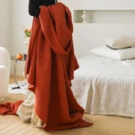 Waffle Cotton Gauze Towel Quilt Cotton Office Sofas Cover Blanket - Image 5