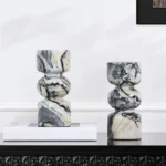Wabi Sabi Style Natural Marble Irregular Cylindrical Vase Design Ornament Sample Room Home Desktop Candle Holder Decoration