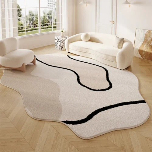 Luxurious Fluffy Irregular Rug for Cozy Living Spaces