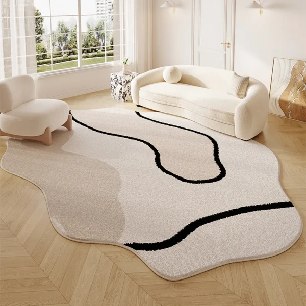 Cream Style Bedroom Decor Rug Irregular Shape Carpets for Living Room Thicken Anti-slip Lounge Floor Mat Home Fluffy Soft Carpet