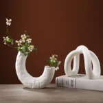 OasinNordic Ceramic Vase U Shape Pampas Grass Dried Flower Modern Art Table Living Room Decoration Interior Home Office Gift - Image 2
