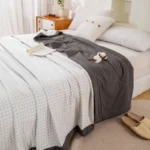 Japanese-style Plaid Spring Summer Quilt 100% Cotton Soft Skin-friendly Queen Quilts Breathable Double Blanket Summer Duvet Thin - Image 2