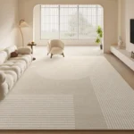Minimalist Gray Lounge Line Rug Fluffy Soft Living Room Decoration Carpet Modern Cream Rugs for Bedroom Thickend Plush Floor Mat - Image 2