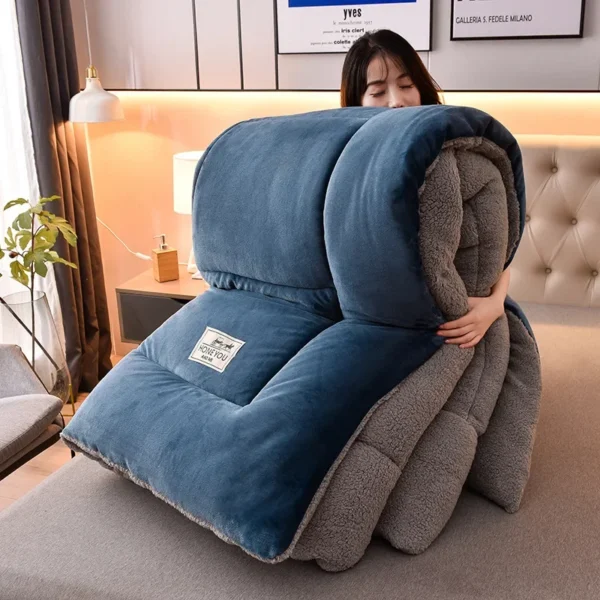 Double-sided Velvet Quilt Very Warm Winter Duvet Lamb Cashmere Wool Quilt Thicken Blanket Comforters Core for Double Bed Плед 이불
