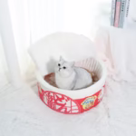 Noodle-Shaped Fleece-Lined Pet Bed Warm Breathable Detachable Round Cat Nest Flip Cover Four Seasons Universal Dog Kennel - Image 2
