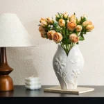 OasinRetro Ceramic Fish Vase Wabi Sabi Home Living Room Decoration Centerpiece Flower Container for Dried Flower Pampas Grass