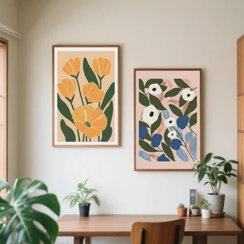 Modern Flat Matisse Spring Fresh Feeling Prints Flower Market Pink Green Wall Art Posters Canvas Painting Mural Decoration