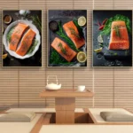 Japanese Cuisine Poster Salmon Sushi Cheese Spice Art Wall Painting Printing Canvas Painting Restaurant Background Kitchen Decor - Image 2