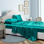Luxury Satin Fabric Queen Size Bed Sheets Set King High Quality Fitted Sheet Flat Sheet Pillowcase Solid Bed Set Bedsheet Sets - Image 2