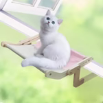 Cat hammock with pet window, Cat hanging hammock with detachable balcony, wooden stand, indoor turndown bed, pet nest - Image 5