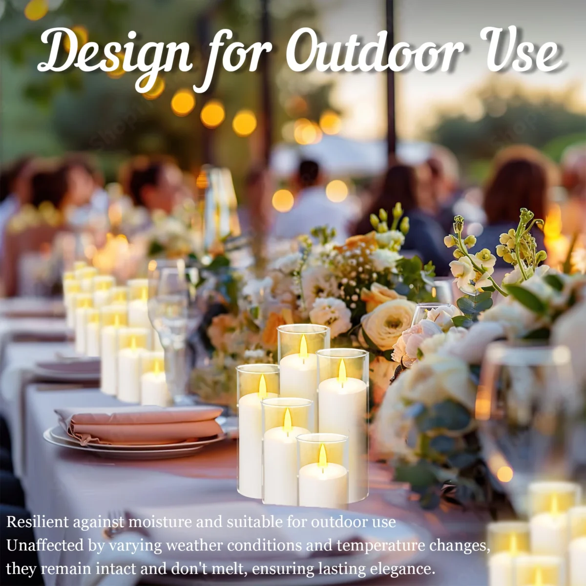 10-240Pcs Wedding LED Flameless Candle Acrylic Cup Pure White Pillar Candle with Battery Powered for Party Concert Outdoor Decor - Image 4