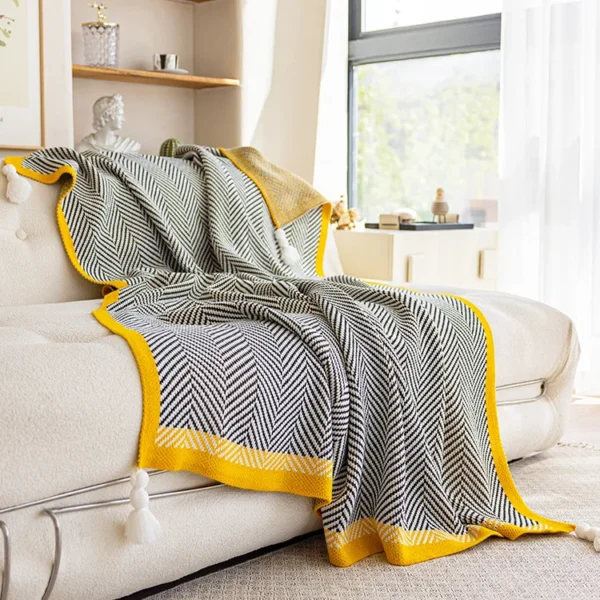 Scandinavian Style Living Room,Sofa Blanket,Knitted Nap Blanket,Office Autumn and Winter,Air Conditioning Blanket,Bedside Towel