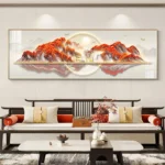 Abstract Red Mountain Lake Canvas Painting Wall Art Luxury Landscape Posters and Prints for Living Room Wall Decor Unframed - Image 2