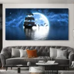 Modern Moonlight And Sailboat Posters And Prints Ocean Seascape Canvas Painting Full Moon Pictures for Living Room Decortion - Image 4