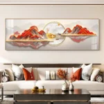 Abstract Red Mountain Lake Canvas Painting Wall Art Luxury Landscape Posters and Prints for Living Room Wall Decor Unframed - Image 3