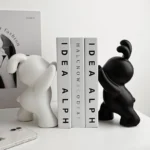 Desk Accessories Ceramic Rabbit Bookend Statues Bookshelf Living Room Decoration Figurines Nordic Cartoons Craft Home Decor Gift - Image 5