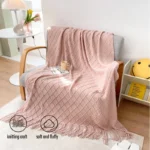 Nordic style shawl tassel hand - knitted blanket - - Sofa/Nap/Air-Condition Use - Summer Leisure Blanket - King /Queen Size