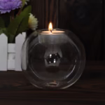 Clear Glass Tea Spot Candle Holder, Hollow Round Light, Living Room Decoration, Wedding Decoration, Home Decoration, 1PC - Image 2