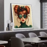 Modern Art Surrealism Abstract Aesthetic Flowers Sunglasses Girl Canvas Painting Fantasy Mysterious Figure Posters Home Decor - Image 4