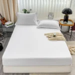 Solid Brushed Bed Sheet Set,Premium Fitted Sheet and Pillowcases,Soft Sateen Finish for Luxurious Comfort,Easy Care - Image 2