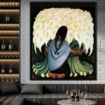 Mexican Traditional Belief Virgin Mary Calla Lily Female Image Art Posters Abstract Retro Figure Oil Painting Living Room Decor - Image 2