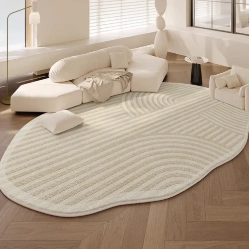 Soft Plush Irregular Shape Rugs - Cozy Cream Lounge Decor